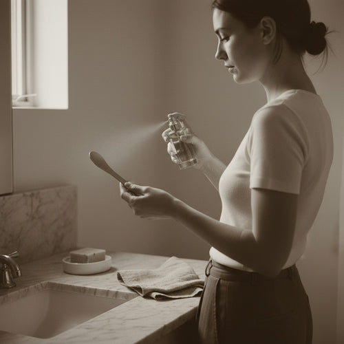 Capture perfume mist on a metal applicator tool to prevent overspray and oil stains on designer clothing.